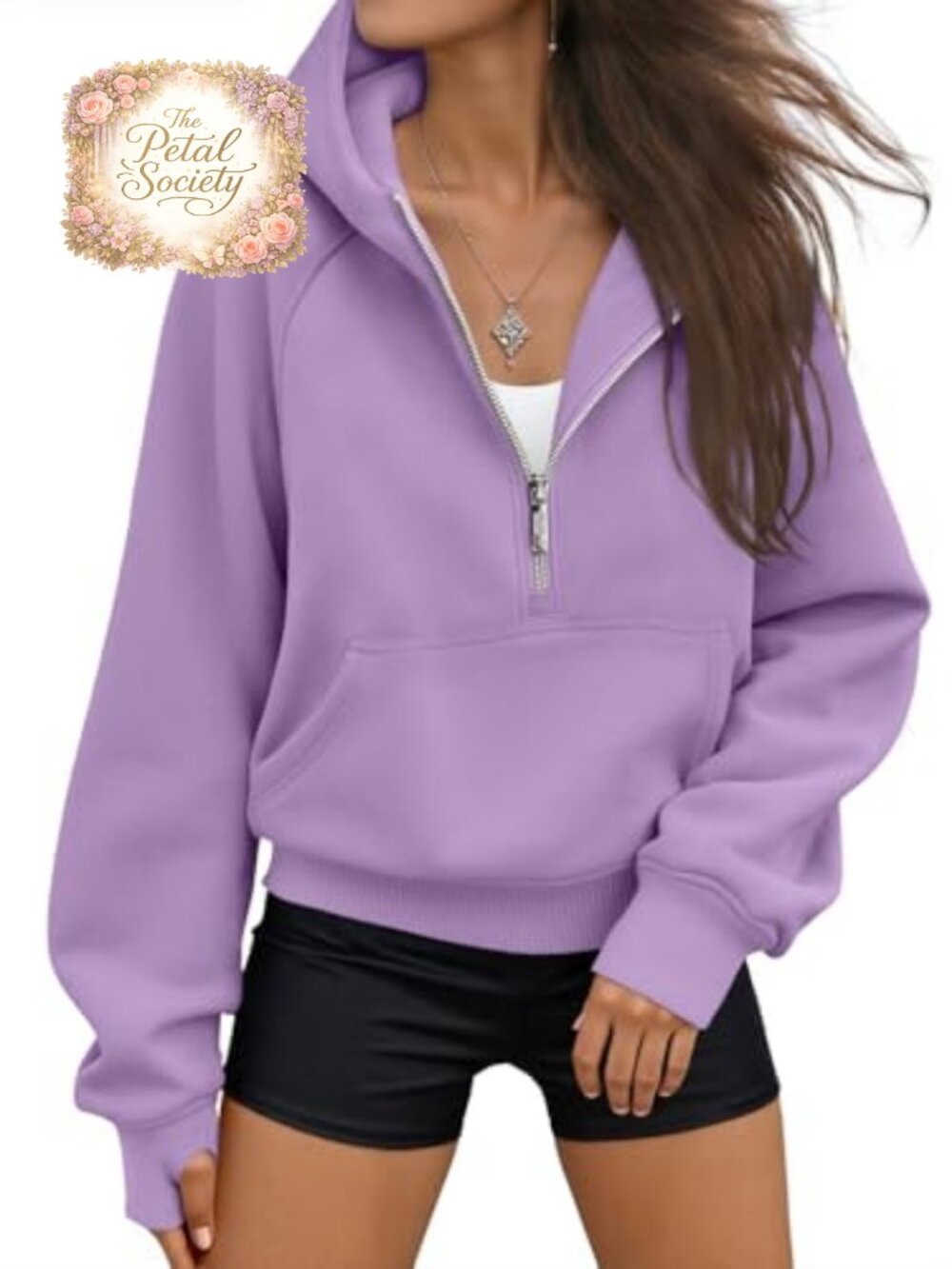 Women's Half Zip Hoodie Cropped Fleece Lined Sweatshirt